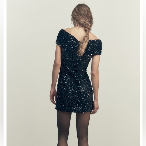 Zara Woman Sequinned Velvet Dress - Picture 3 of 5